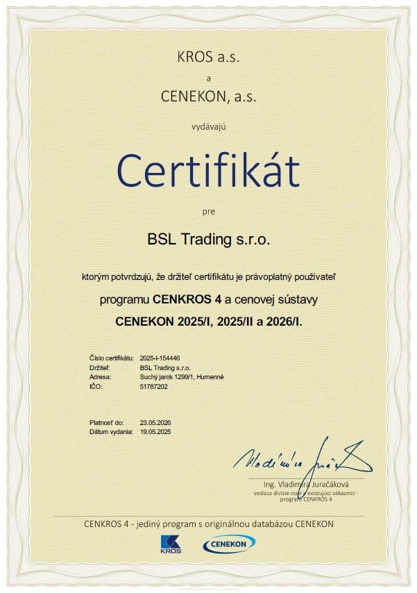 CENECON certifikát