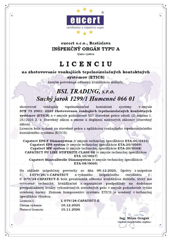 Náhľad certifikátu BSL Trading
